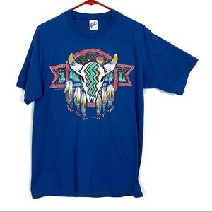 90s Air Waves Inc. Skull Native American T-Shirt